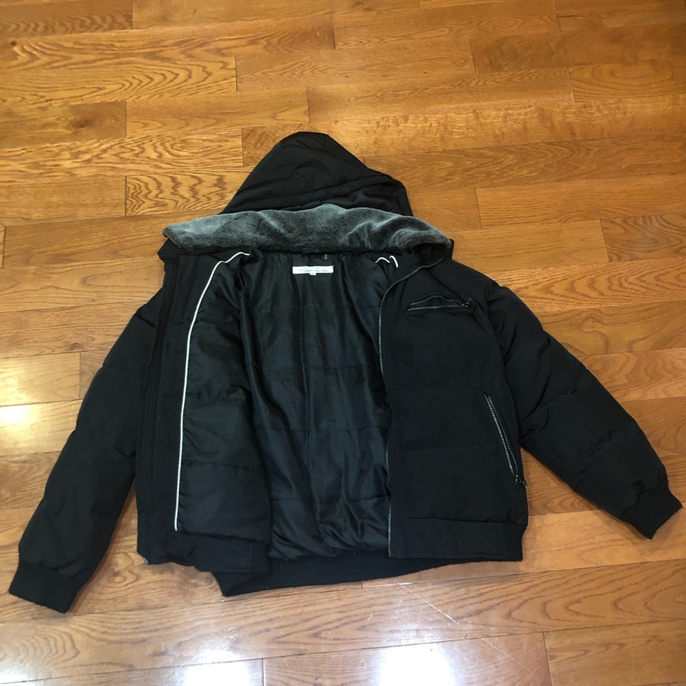 Black Kenneth Cole Sherpa Lined Puffer Coat